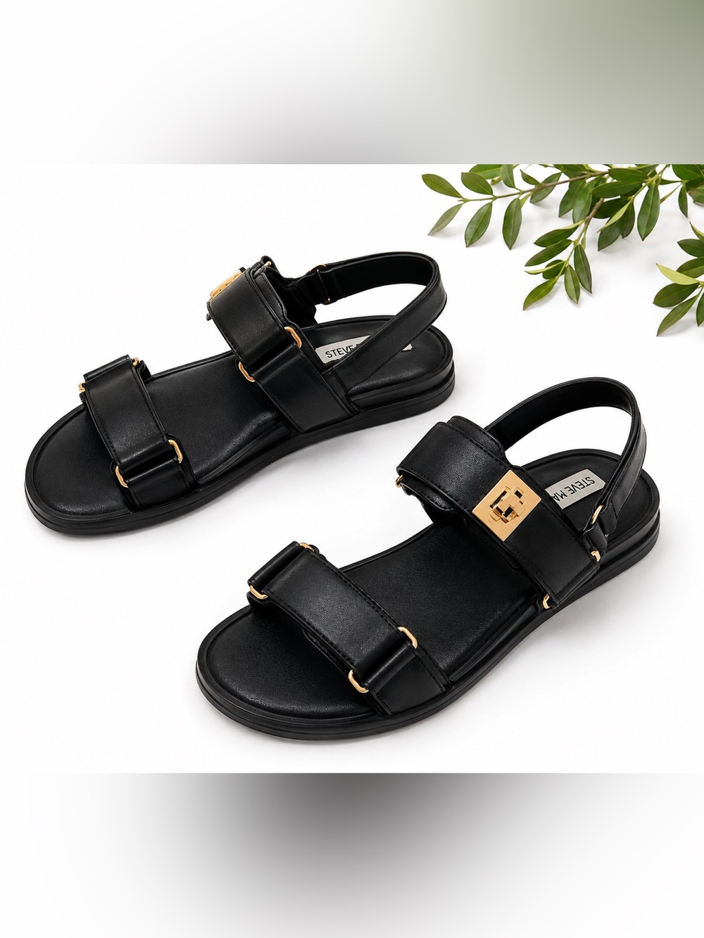Steve Madden Black Leather Women's Sandals